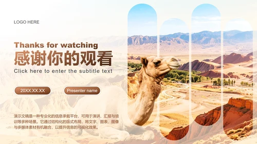 棕色简约风敦煌旅游出行计划PPT模板