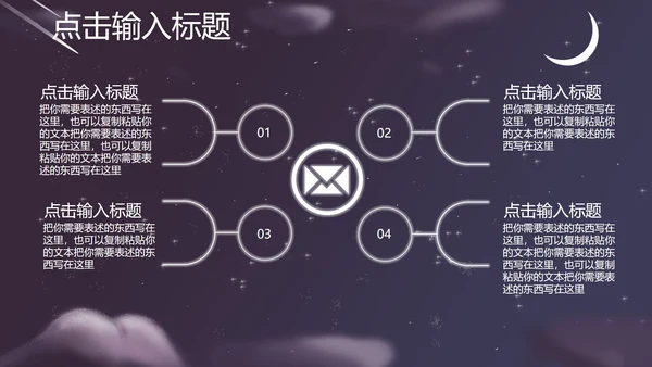 紫色插画风夜空竞聘述职总结PPT模板