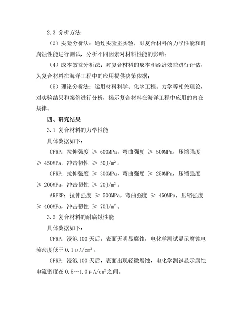 复合材料在海洋工程中的应用研究