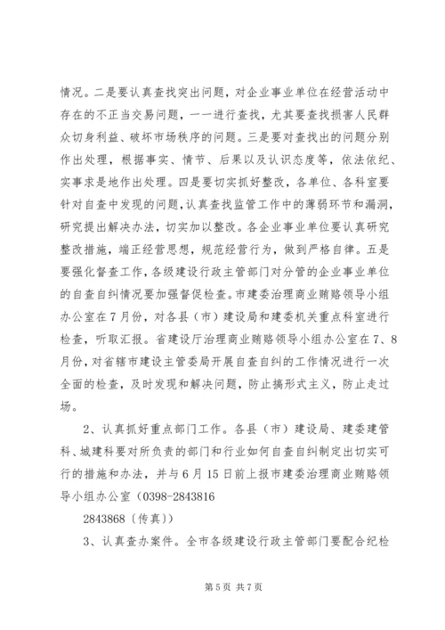 全市建设系统治理商业贿赂自查自纠实施意见 (3).docx