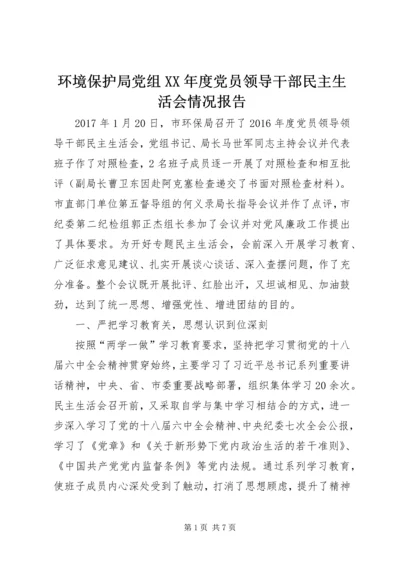 环境保护局党组XX年度党员领导干部民主生活会情况报告.docx