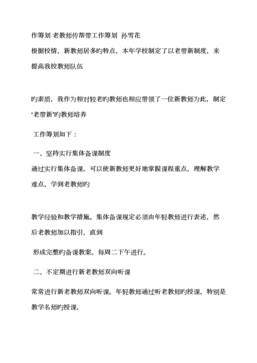教师传帮带实施专题方案.docx