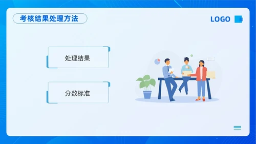 蓝色插画员工绩效考核管理PPT模板宣传PPT动态PPT