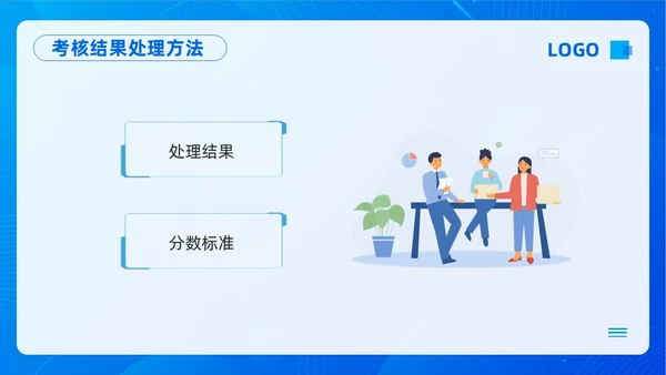 蓝色插画员工绩效考核管理PPT模板宣传PPT动态PPT