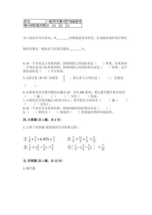 小学数学六年级上册期末考试试卷附答案下载.docx