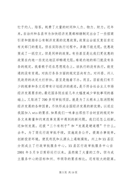 在自治州解放思想创新发展环境座谈会上的讲话(1).docx