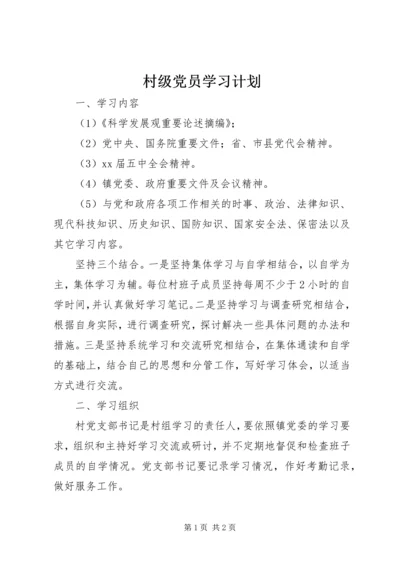 村级党员学习计划 (2).docx