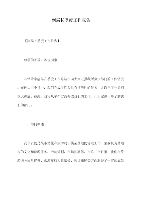 副局长季度工作报告