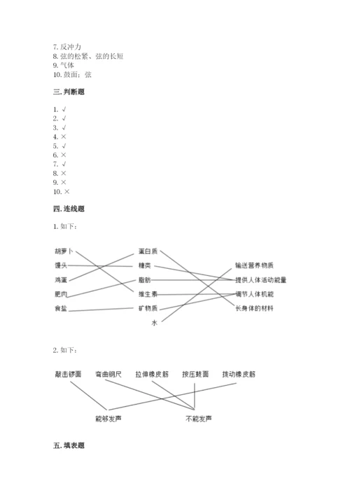 教科版四年级上册科学期末测试卷附参考答案（培优b卷）.docx