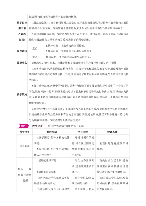 5.1.3软体动物和节肢动物【2024秋人教八上生物精彩课堂（素材+教案+导学案）】