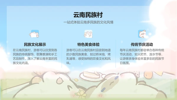 卜卜猫蓝色卡通风云南旅游攻略