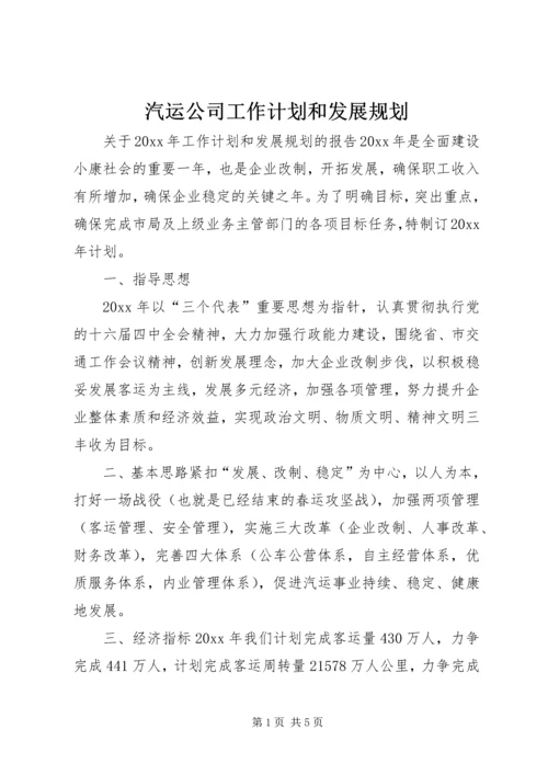 汽运公司工作计划和发展规划.docx
