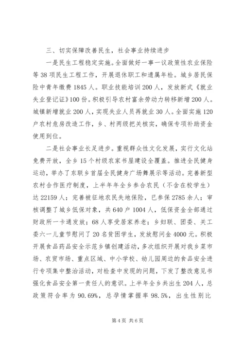 某乡XX年上半年工作总结和下半年工作安排 (3).docx