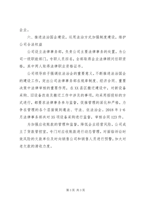 企业公司“七五”普法中期工作自查自评报告.docx