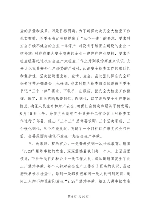 向督查组的关于全县安全生产大检查工作的情况汇报.docx