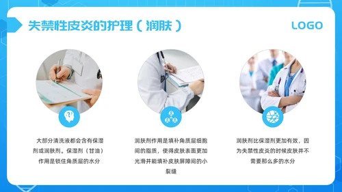 蓝色简约失禁性皮炎的护理PPT模板宣传PPT动态PPT