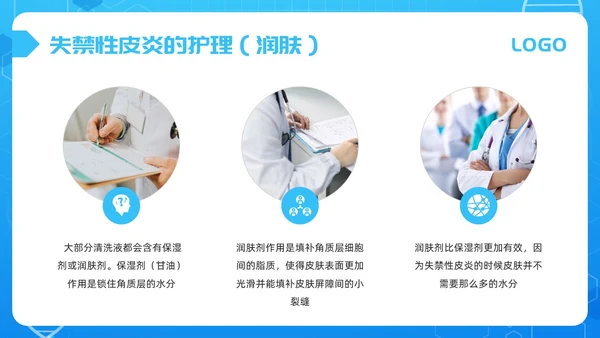 蓝色简约失禁性皮炎的护理PPT模板宣传PPT动态PPT