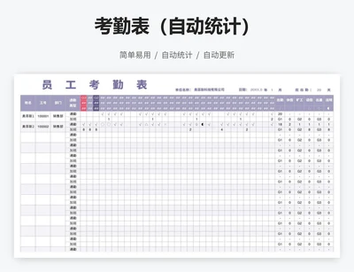 考勤表（自动统计）