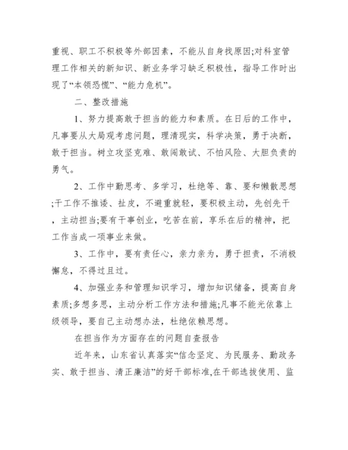 在担当作为方面存在问题自查报告.docx