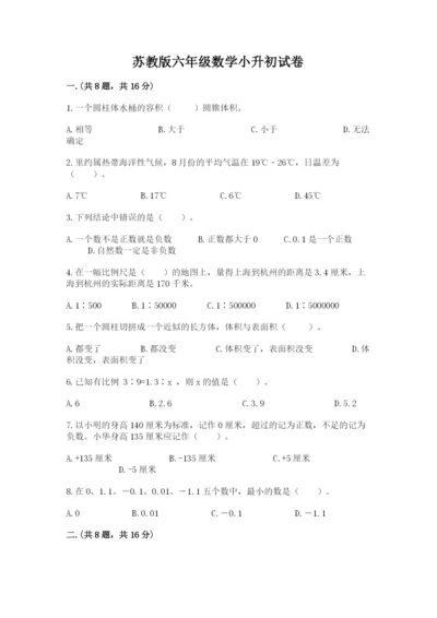 苏教版六年级数学小升初试卷及答案（夺冠系列）.docx