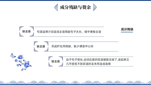 蓝色青花瓷中国风语文高考病句专题说课PPT课件