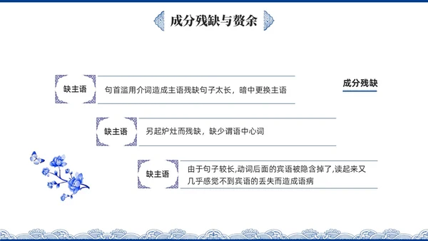 蓝色青花瓷中国风语文高考病句专题说课PPT课件