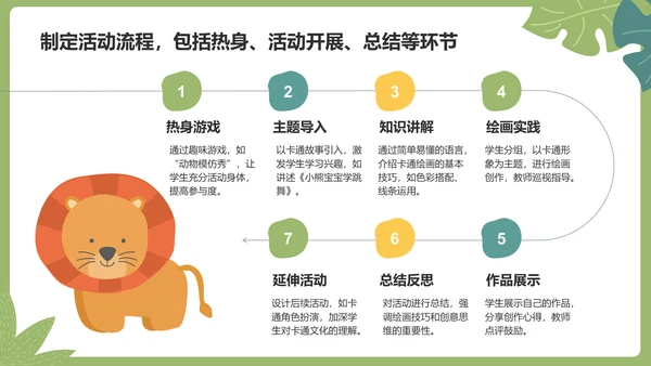 绿色卡通风可爱卡通幼儿园教学活动PPT模板