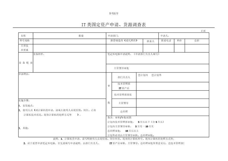 IT资产申请表