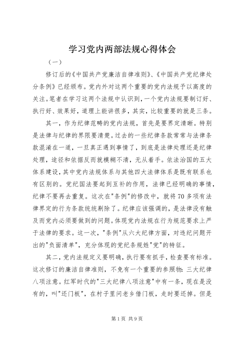 学习党内两部法规心得体会.docx