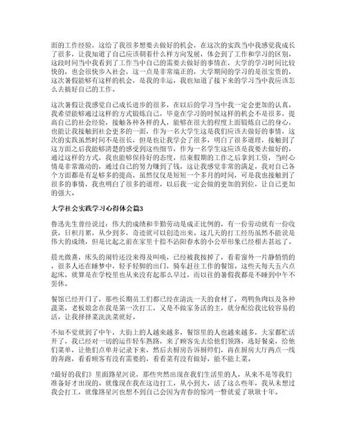 大学社会实践学习心得体会篇