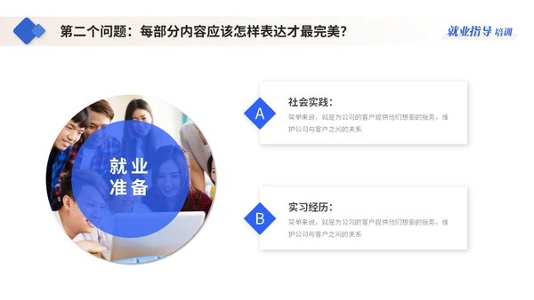 蓝色简约商务大学生就业指导培训ppt模板
