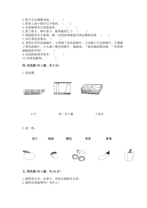 教科版一年级上册科学期末测试卷及参考答案（达标题）.docx