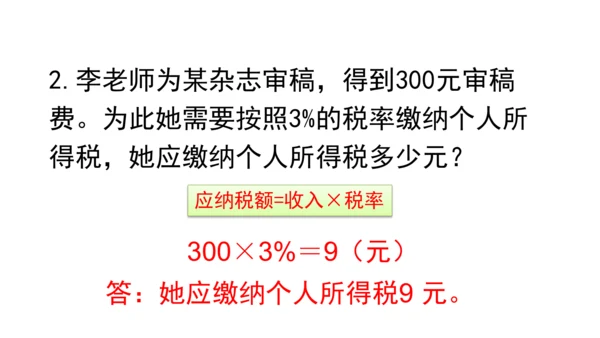 新人教版数学六年级下册2.3 税率课件（21张PPT)
