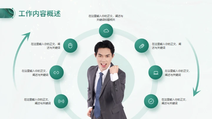 绿色商务风工作总结工作汇报通用PPT模板