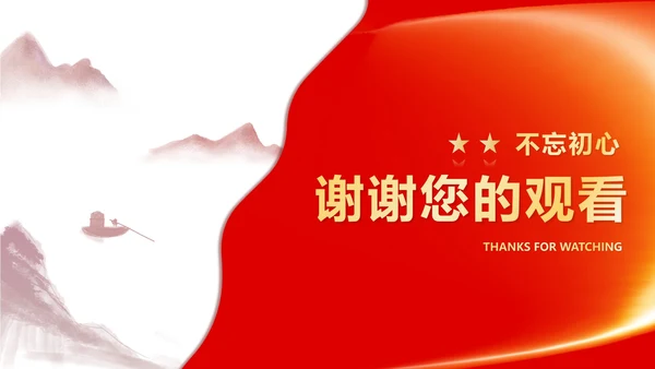 红色中国风水墨党政工作述职报告PPT模板