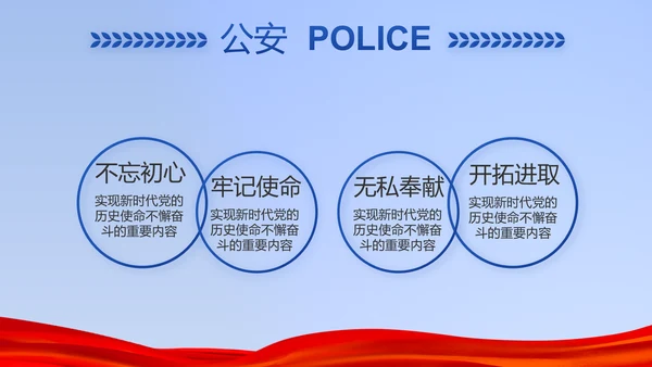 蓝色公安警察年年终总结述职报告PPT