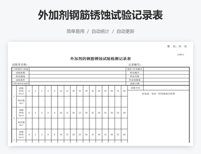 外加剂钢筋锈蚀试验记录表