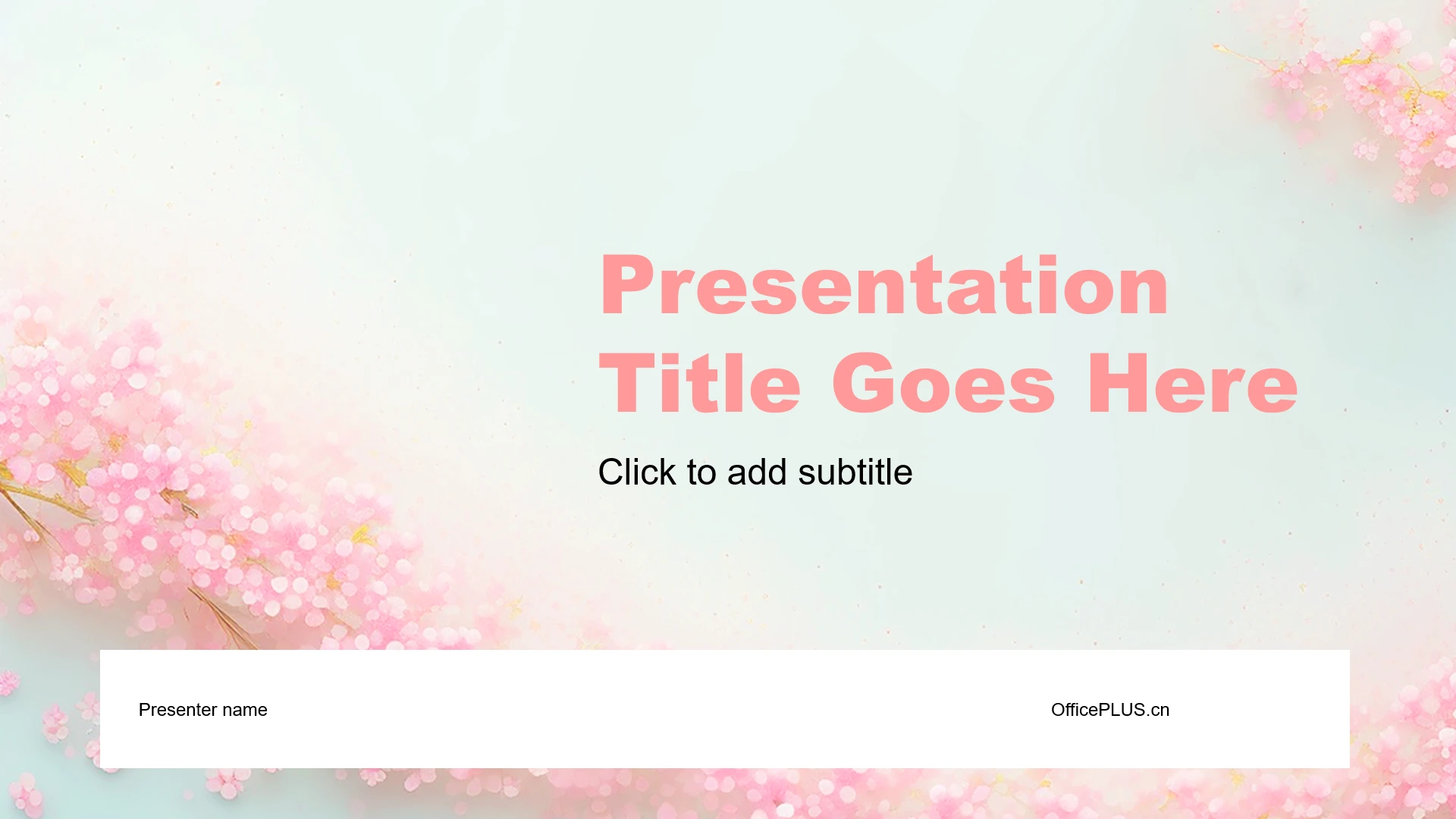 粉色清新风花卉总结汇报通用PPT主题