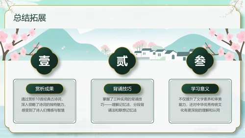 绿色中国风10首必背古诗词PPT