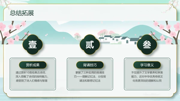 绿色中国风10首必背古诗词PPT