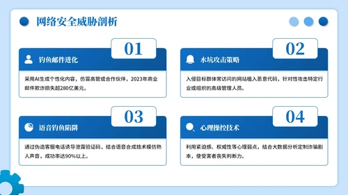 蓝色插画风网络安全数字主题PPT模板