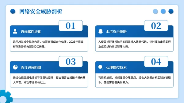 蓝色插画风网络安全数字主题PPT模板