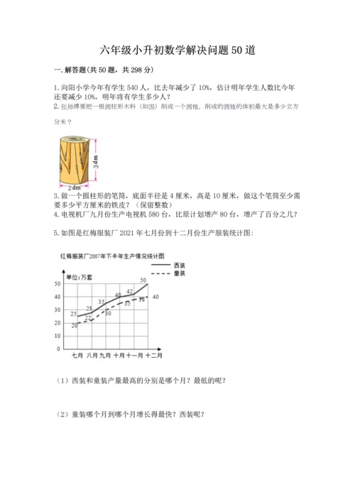 六年级小升初数学解决问题50道附下载答案.docx