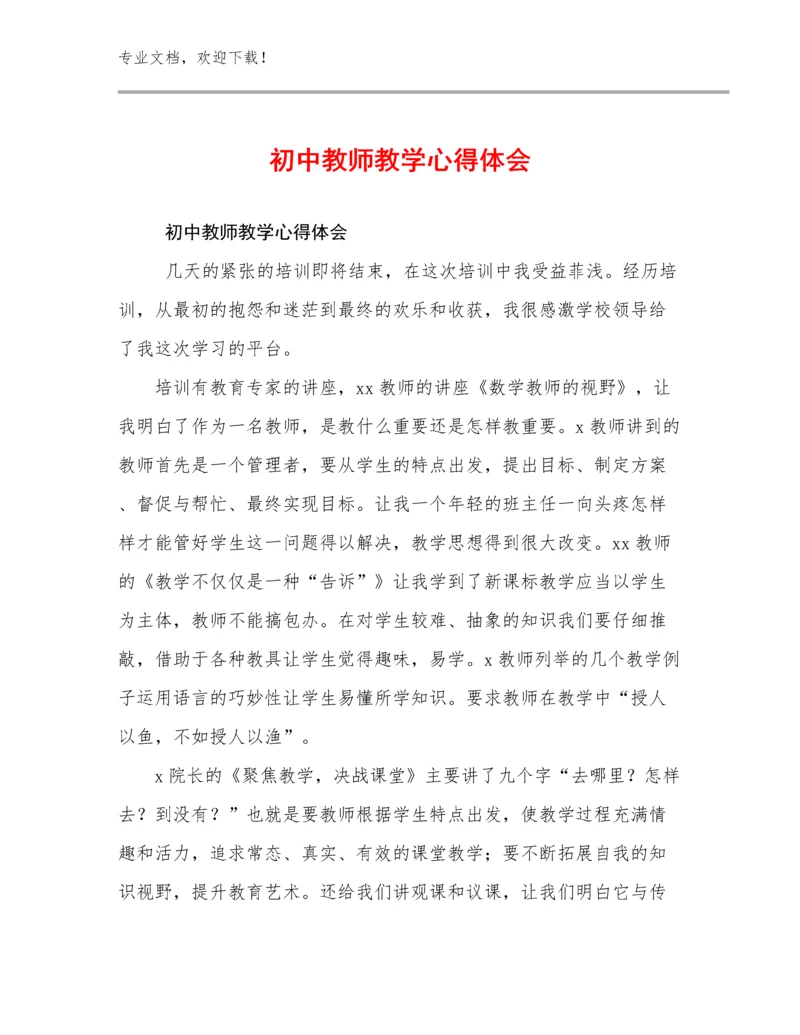 2024初中教师教学心得体会范文30篇合辑.docx