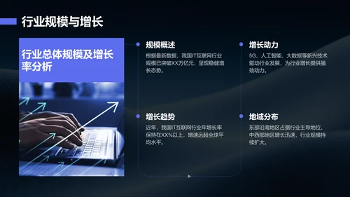 蓝色简约风IT互联网季度汇报PPT模板