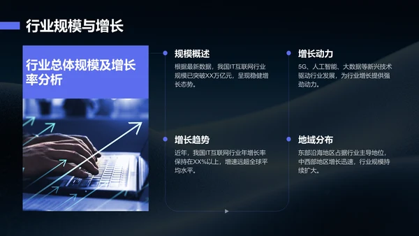 蓝色简约风IT互联网季度汇报PPT模板