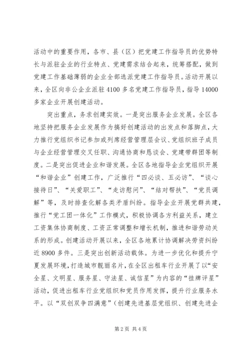 推进非公企业双强六好党组织创建活动.docx