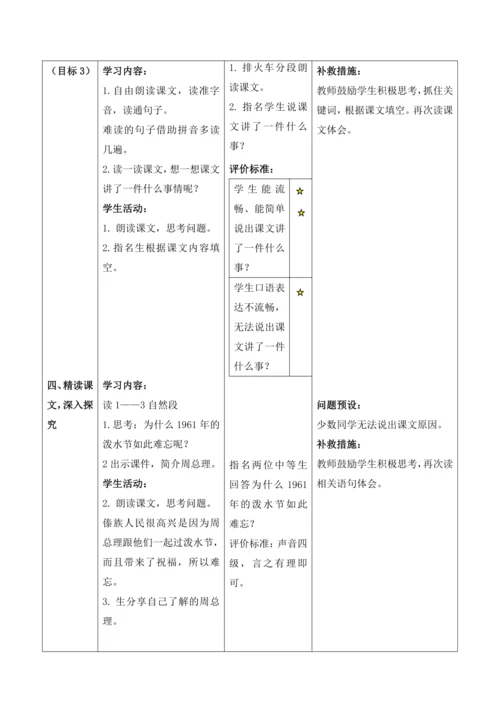【大单元】17《难忘的泼水节》第1课时 教学设计