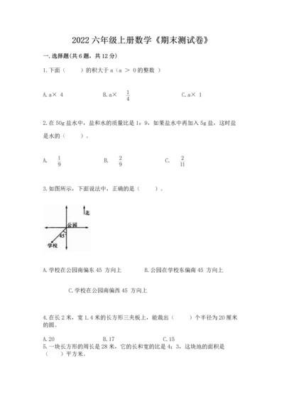 2022六年级上册数学《期末测试卷》【满分必刷】.docx