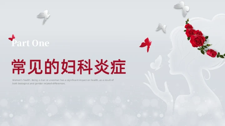 银灰色创意简约女性健康讲座培训PPT课件妇女节